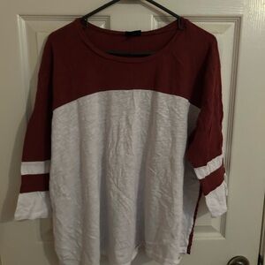 Women's Red and Gray Top